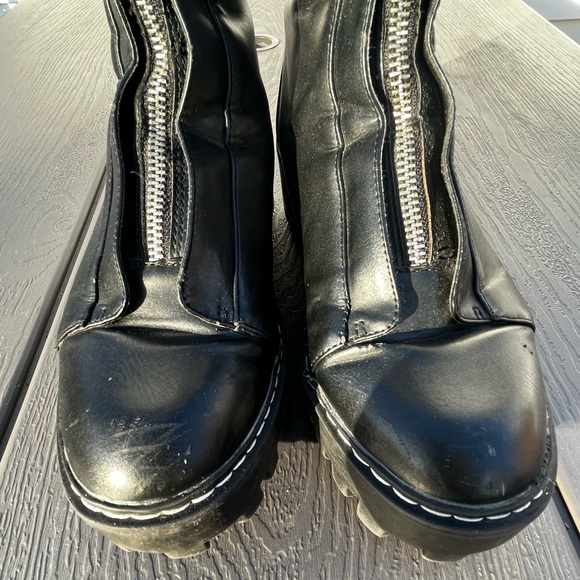 Zara Ankle Lug Sole Chunky Platform Front Zip Boots sz 38 - Picture 5 of 14